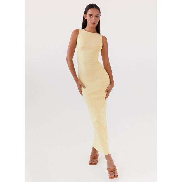Peppermayo Holly Knit Sleeveless Maxi Dress - XS-S Yellow - Picture 1 of 5